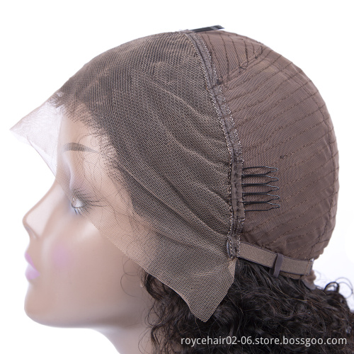 100% Human Hair High Density Deep Wave Short Wavy Lace Front Bob Wigs